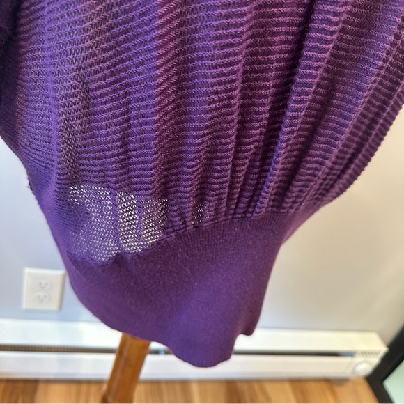 Express Purple Mesh Dolman Sleeve Open Cardigan Sweater - Picture 5 of 10